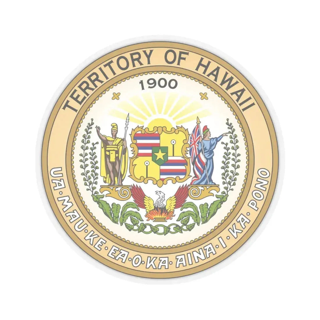 Seal of the Territory of Hawaii - STICKER Vinyl Kiss-Cut Decal 4 Inch Transparent - The Sticker Space