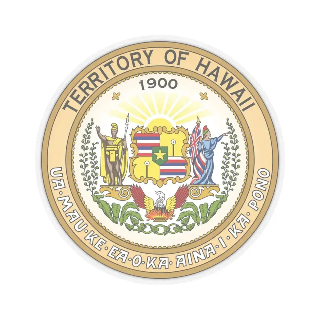 Seal of the Territory of Hawaii - STICKER Vinyl Kiss-Cut Decal 6 Inch Transparent - The Sticker Space