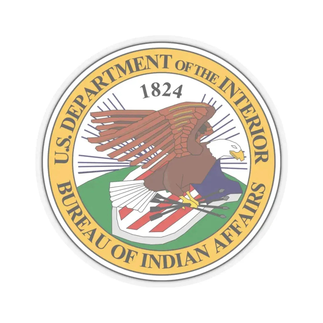 Seal of the United States Bureau of Indian Affairs - STICKER Vinyl Kiss-Cut Decal 6 Inch Transparent - The Sticker Space