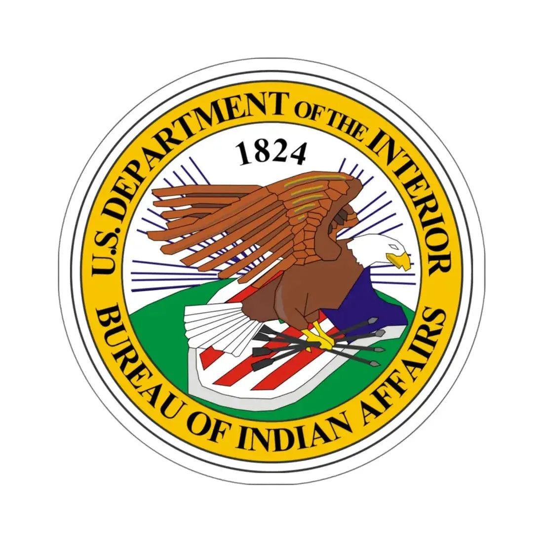 Seal of the United States Bureau of Indian Affairs - STICKER Vinyl Kiss-Cut Decal 6 Inch White - The Sticker Space