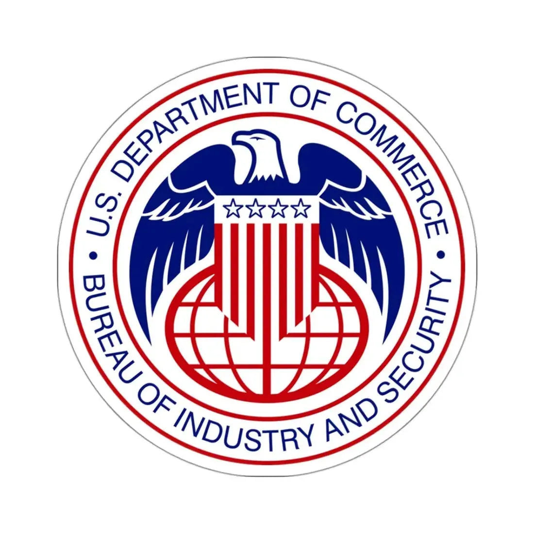 Seal of the United States Bureau of Industry and Security a part of the Department of Commerce - STICKER Vinyl Kiss-Cut Decal 3 Inch White - The Sticker Space