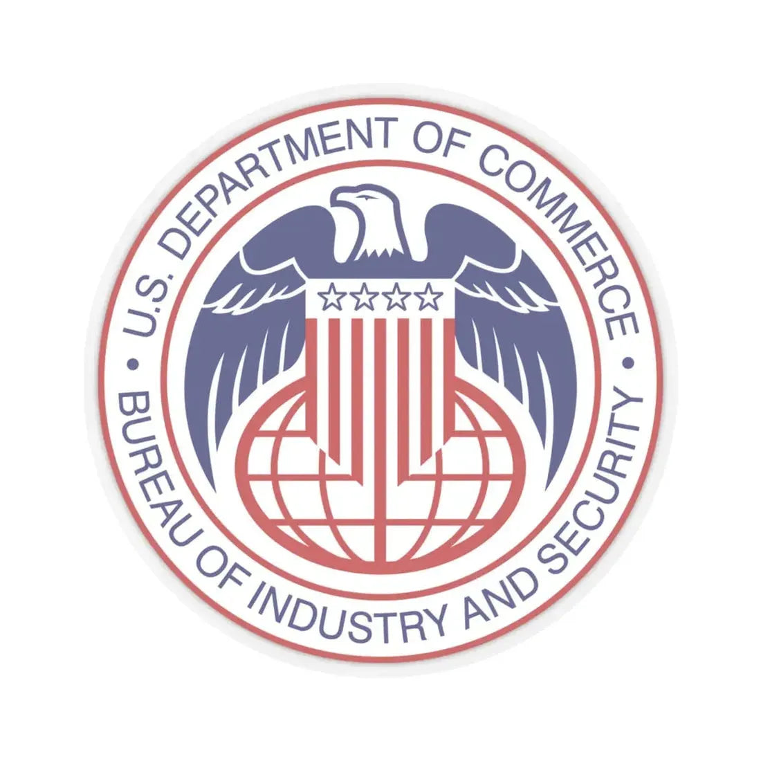 Seal of the United States Bureau of Industry and Security a part of the Department of Commerce - STICKER Vinyl Kiss-Cut Decal 4 Inch Transparent - The Sticker Space