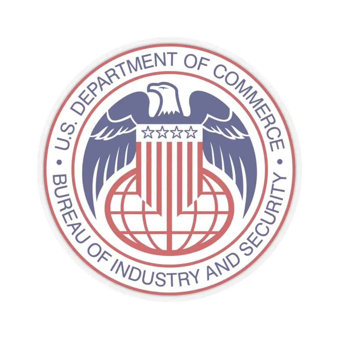 Seal of the United States Bureau of Industry and Security a part of the Department of Commerce - STICKER Vinyl Kiss-Cut Decal 6 Inch Transparent - The Sticker Space