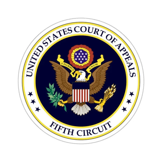 Seal of the United States Court of Appeals for the Fifth Circuit - STICKER Vinyl Kiss-Cut Decal 2 Inch White - The Sticker Space