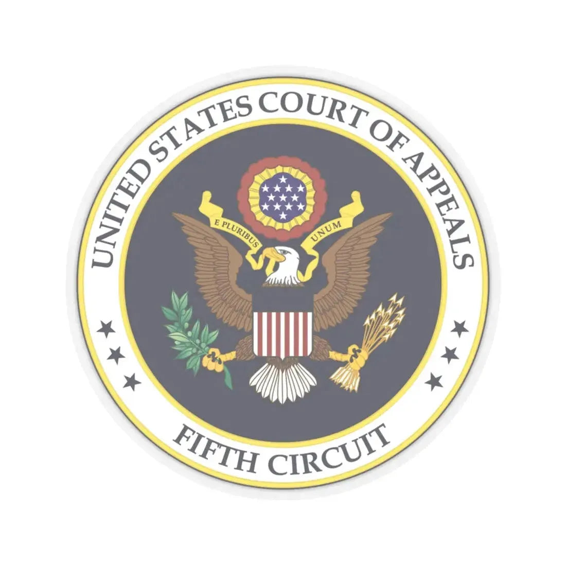 Seal of the United States Court of Appeals for the Fifth Circuit - STICKER Vinyl Kiss-Cut Decal 4 Inch Transparent - The Sticker Space