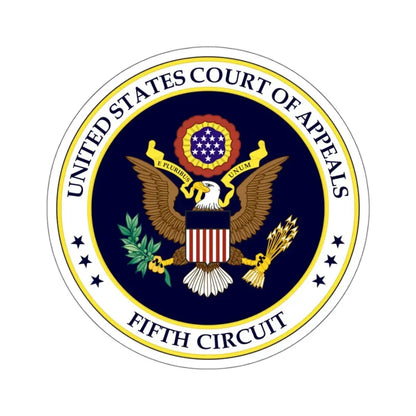 Seal of the United States Court of Appeals for the Fifth Circuit - STICKER Vinyl Kiss-Cut Decal 4 Inch White - The Sticker Space