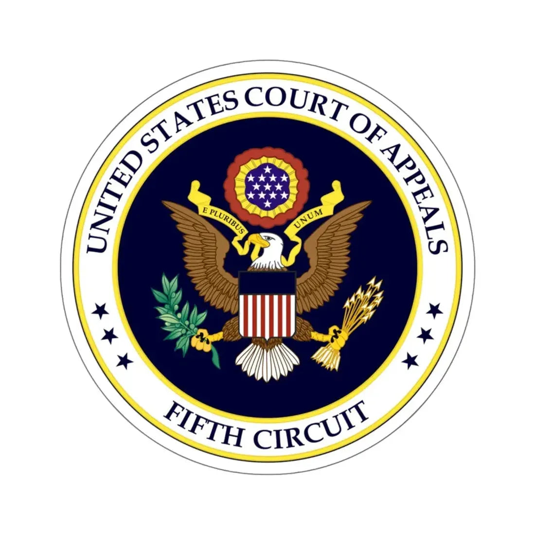 Seal of the United States Court of Appeals for the Fifth Circuit - STICKER Vinyl Kiss-Cut Decal 6 Inch White - The Sticker Space