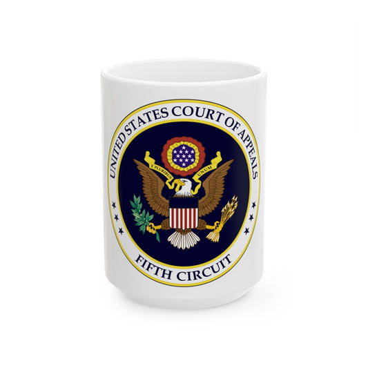 Seal of the United States Court of Appeals for the Fifth Circuit - White Coffee Mug-15oz-The Sticker Space