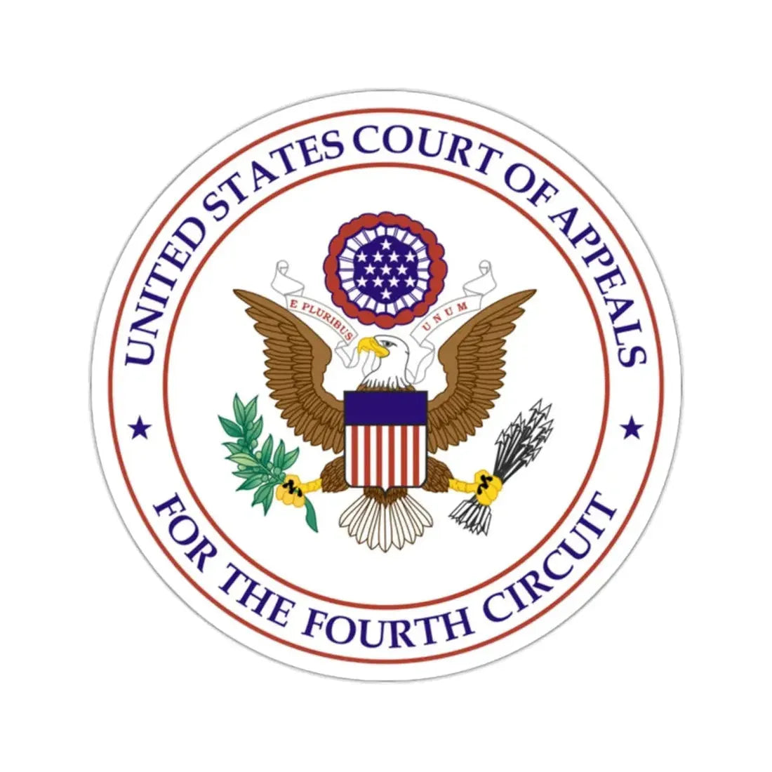 Seal of the United States Court of Appeals for the Fourth Circuit - STICKER Vinyl Kiss-Cut Decal 2 Inch White - The Sticker Space
