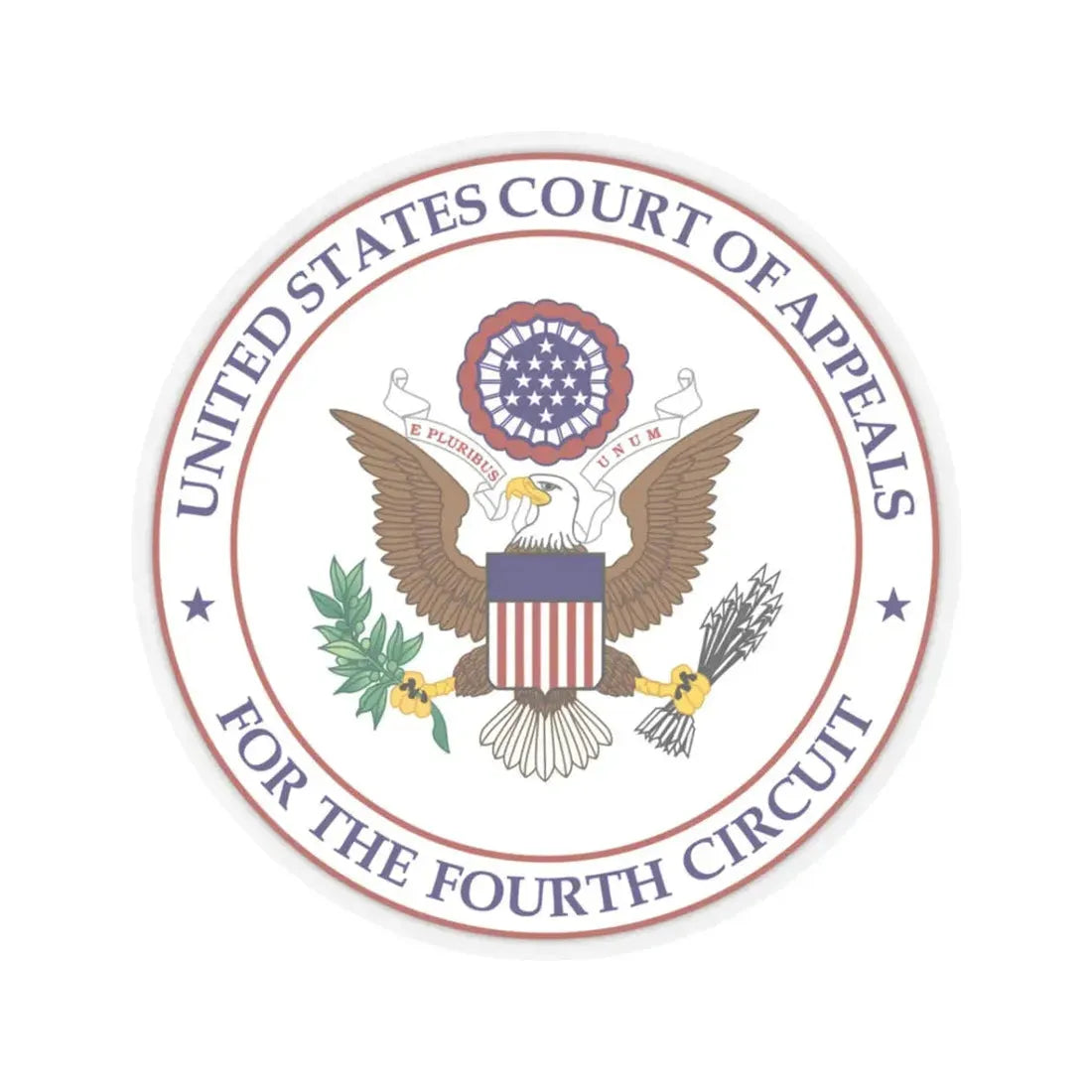 Seal of the United States Court of Appeals for the Fourth Circuit - STICKER Vinyl Kiss-Cut Decal 3 Inch Transparent - The Sticker Space