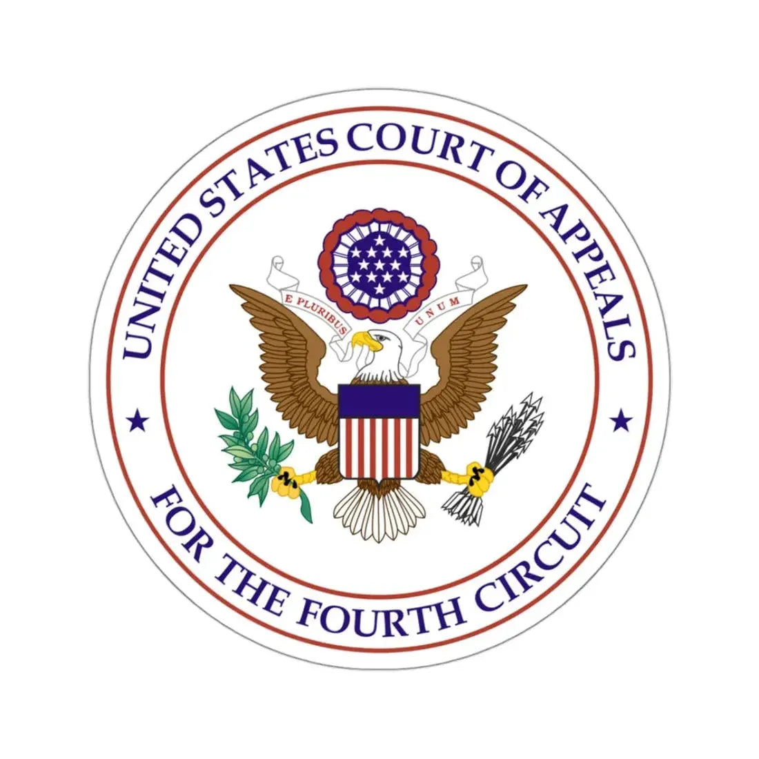 Seal of the United States Court of Appeals for the Fourth Circuit - STICKER Vinyl Kiss-Cut Decal 3 Inch White - The Sticker Space