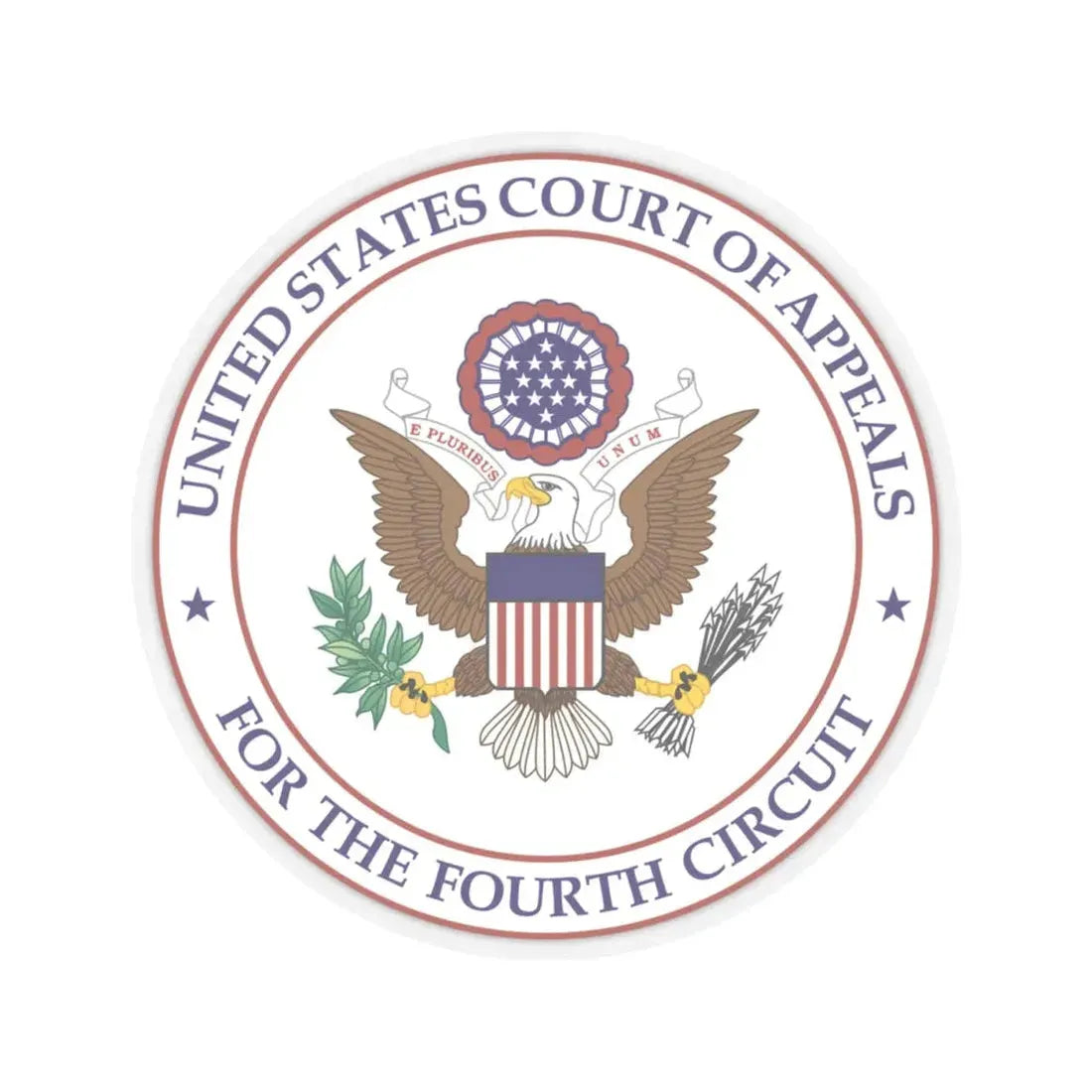 Seal of the United States Court of Appeals for the Fourth Circuit - STICKER Vinyl Kiss-Cut Decal 4 Inch Transparent - The Sticker Space