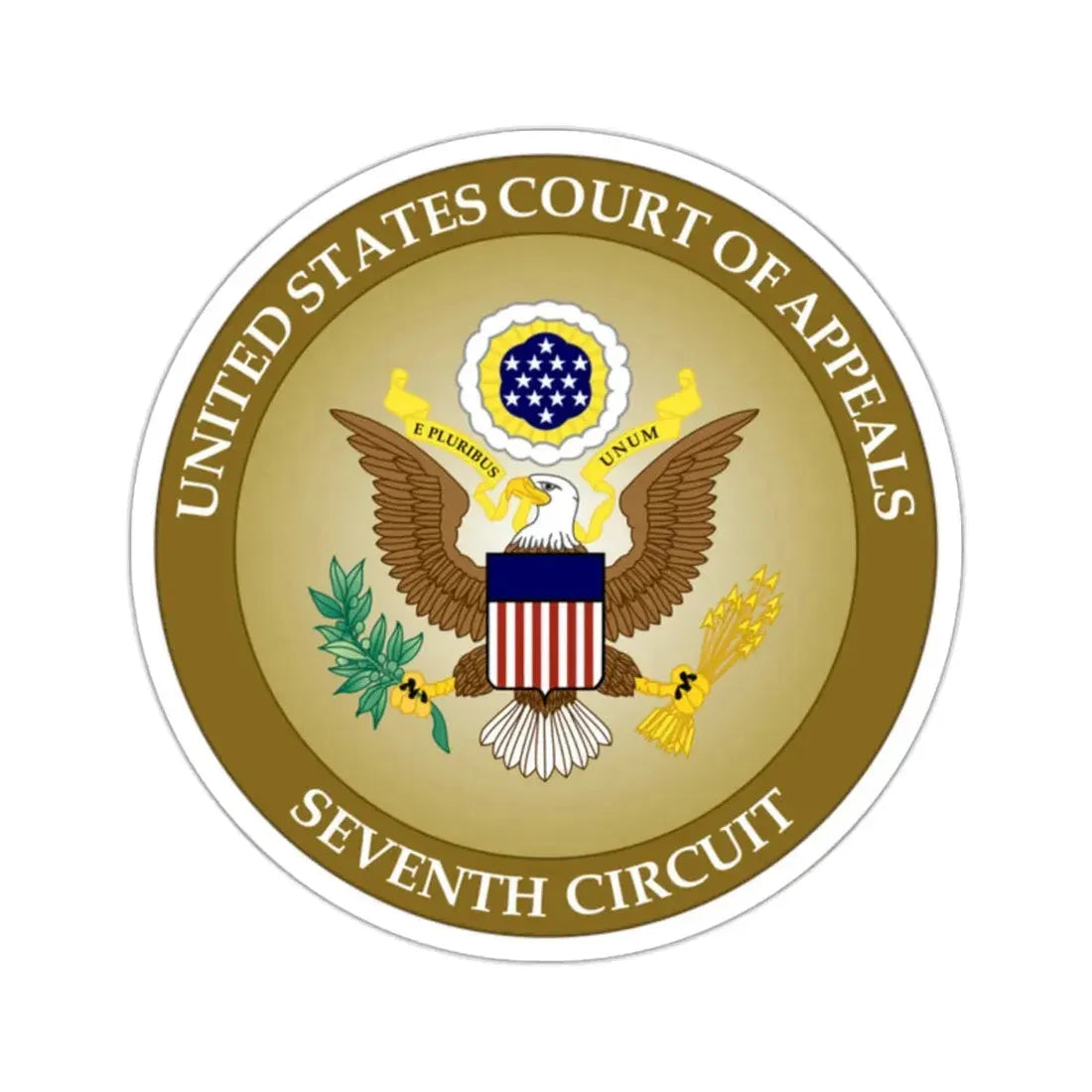 Seal of the United States Court of Appeals for the Seventh Circuit - STICKER Vinyl Kiss-Cut Decal 2 Inch White - The Sticker Space
