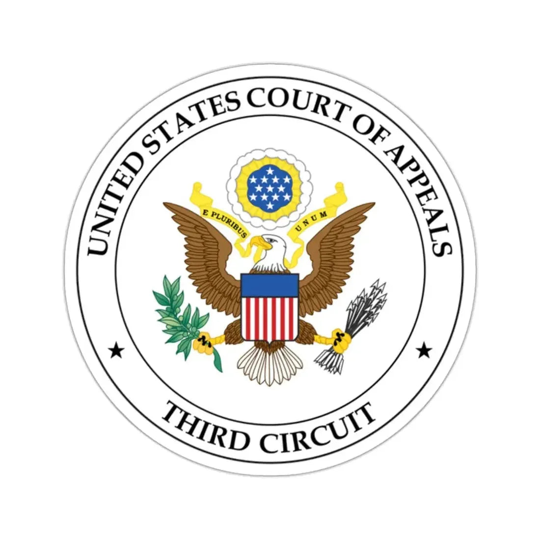 Seal of the United States Court of Appeals for the Third Circuit - STICKER Vinyl Kiss-Cut Decal 2 Inch White - The Sticker Space