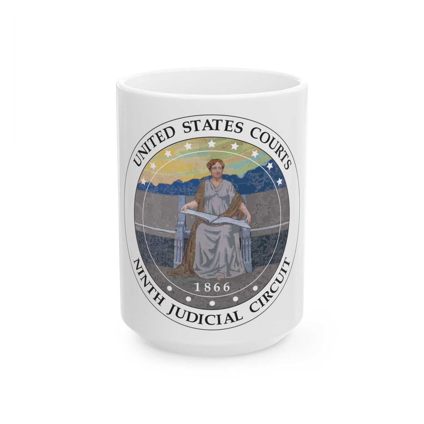 Seal of the United States Courts Ninth Judicial Circuit - White Coffee Mug-15oz-The Sticker Space