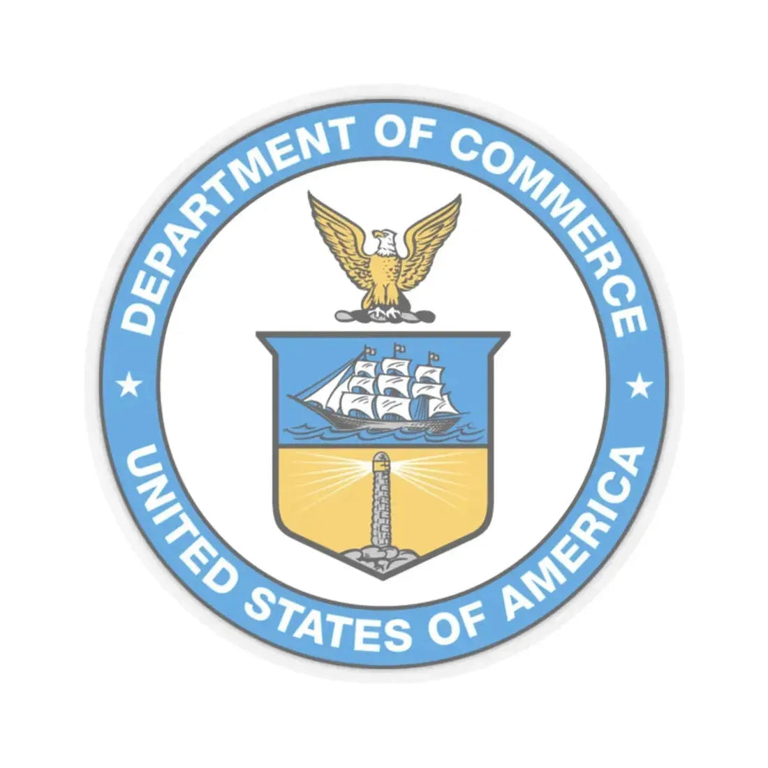 Seal of the United States Department of Commerce - STICKER Vinyl Kiss-Cut Decal 2 Inch Transparent - The Sticker Space