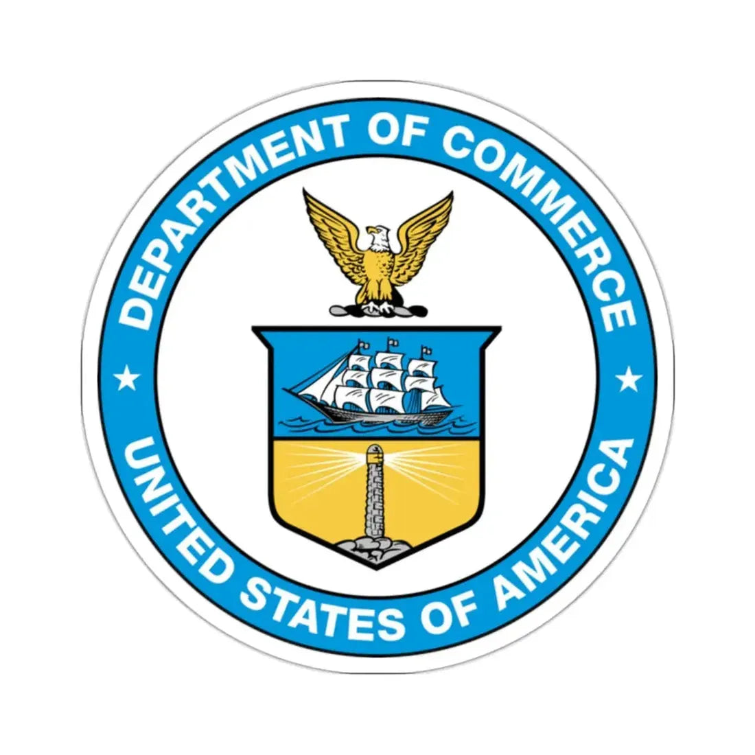 Seal of the United States Department of Commerce - STICKER Vinyl Kiss-Cut Decal 2 Inch White - The Sticker Space
