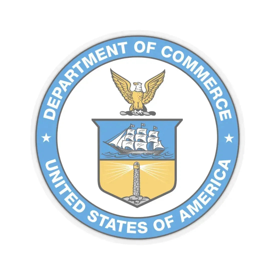 Seal of the United States Department of Commerce - STICKER Vinyl Kiss-Cut Decal 4 Inch Transparent - The Sticker Space