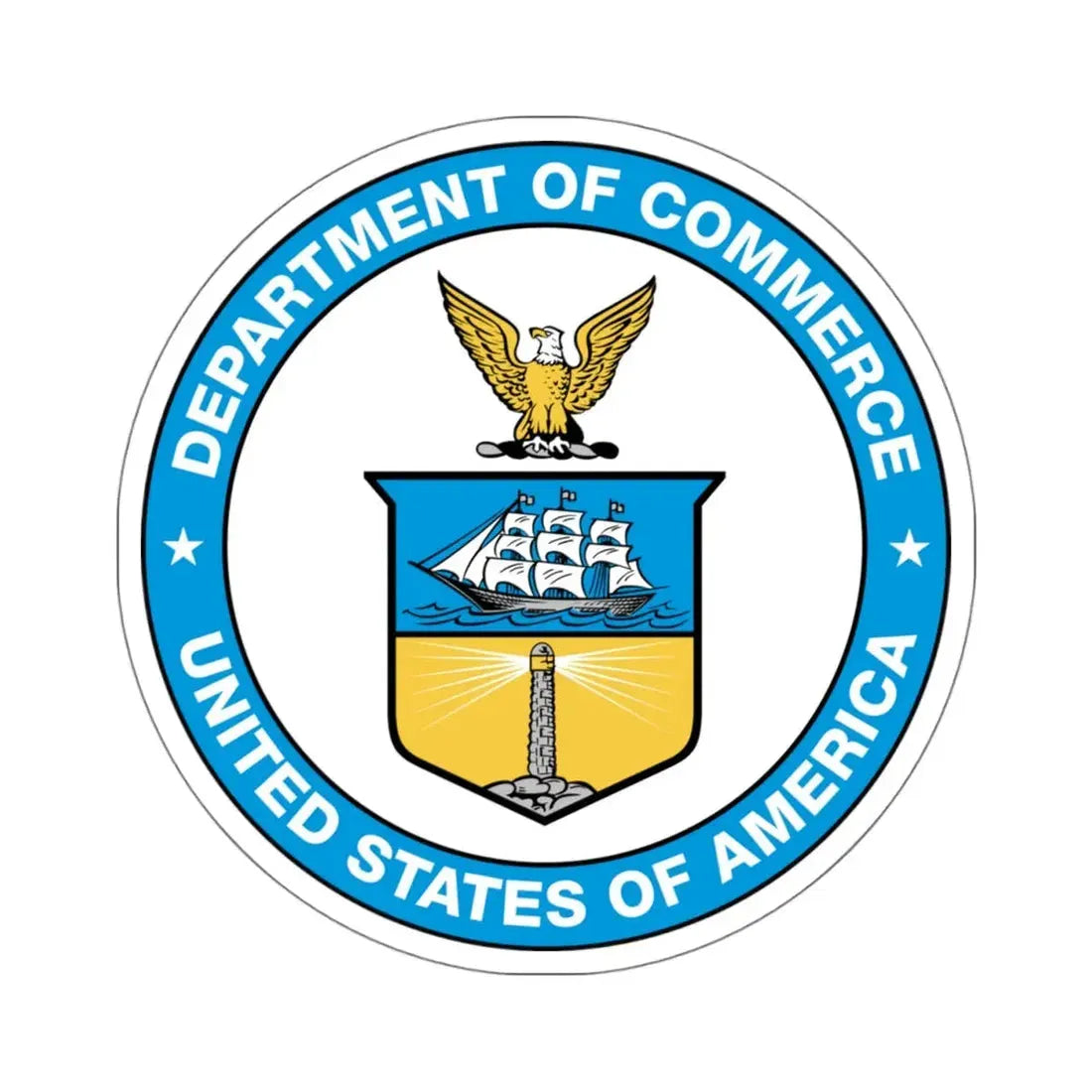 Seal of the United States Department of Commerce - STICKER Vinyl Kiss-Cut Decal 4 Inch White - The Sticker Space