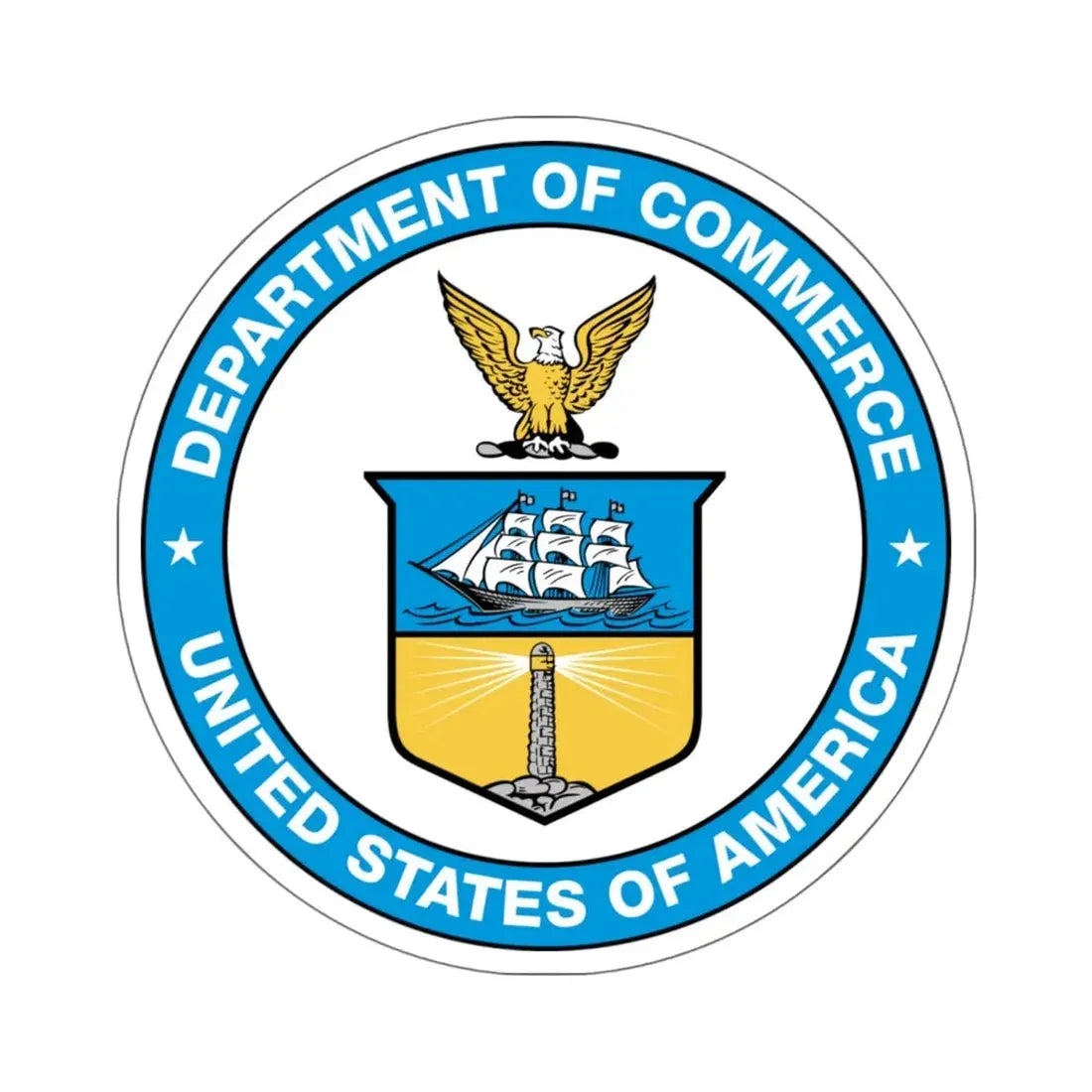 Seal of the United States Department of Commerce - STICKER Vinyl Kiss-Cut Decal 6 Inch White - The Sticker Space