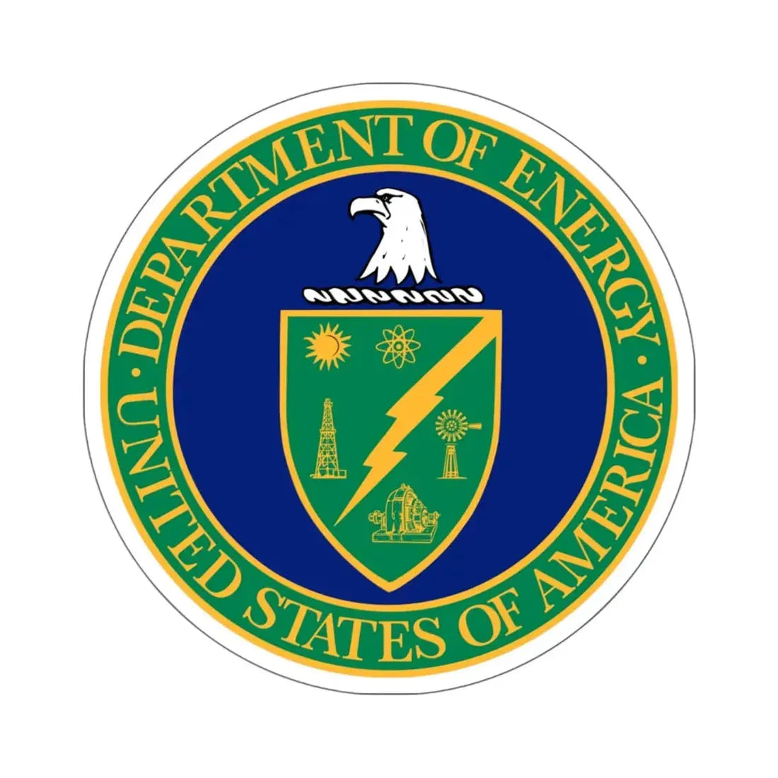 Seal of the United States Department of Energy - STICKER Vinyl Kiss-Cut Decal 6 Inch White - The Sticker Space