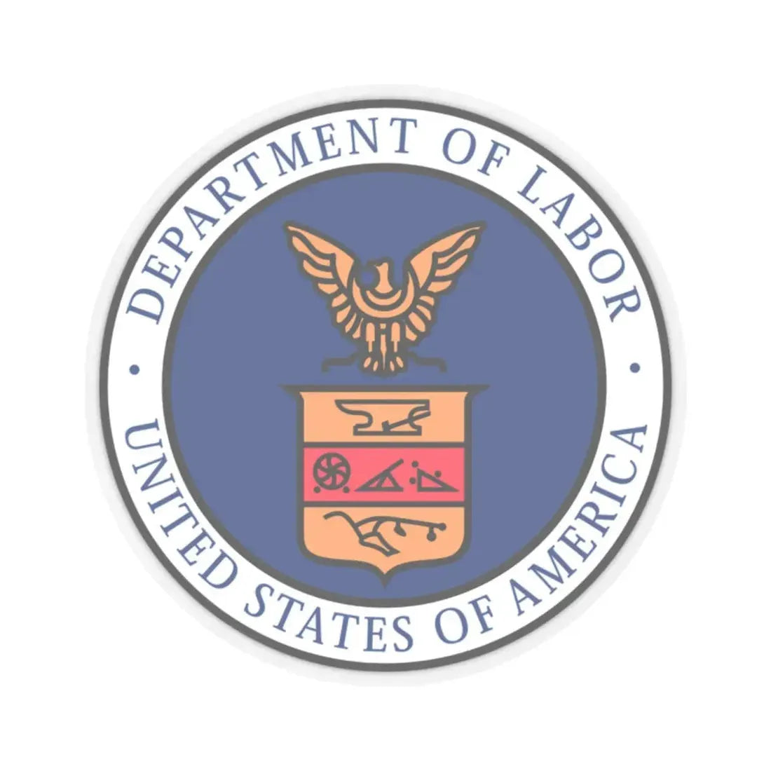 Seal of the United States Department of Labor - STICKER Vinyl Kiss-Cut Decal 2 Inch Transparent - The Sticker Space