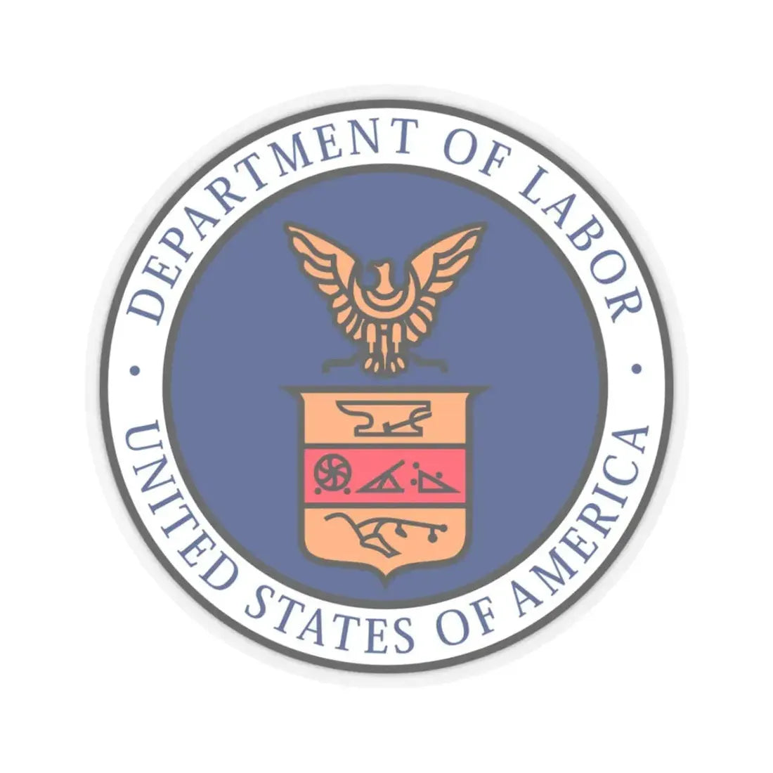Seal of the United States Department of Labor - STICKER Vinyl Kiss-Cut Decal 3 Inch Transparent - The Sticker Space