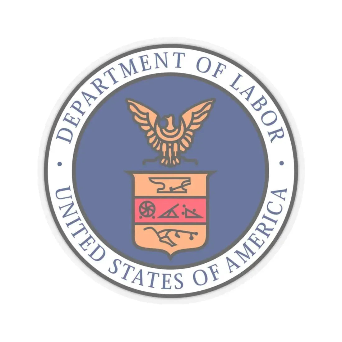 Seal of the United States Department of Labor - STICKER Vinyl Kiss-Cut Decal 4 Inch Transparent - The Sticker Space