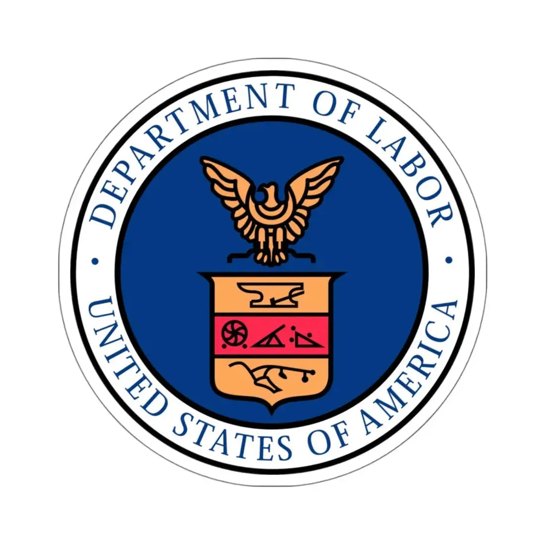 Seal of the United States Department of Labor - STICKER Vinyl Kiss-Cut Decal 4 Inch White - The Sticker Space
