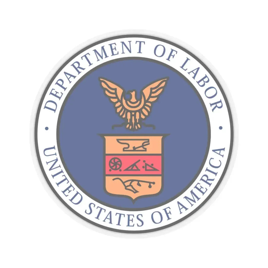 Seal of the United States Department of Labor - STICKER Vinyl Kiss-Cut Decal 6 Inch Transparent - The Sticker Space