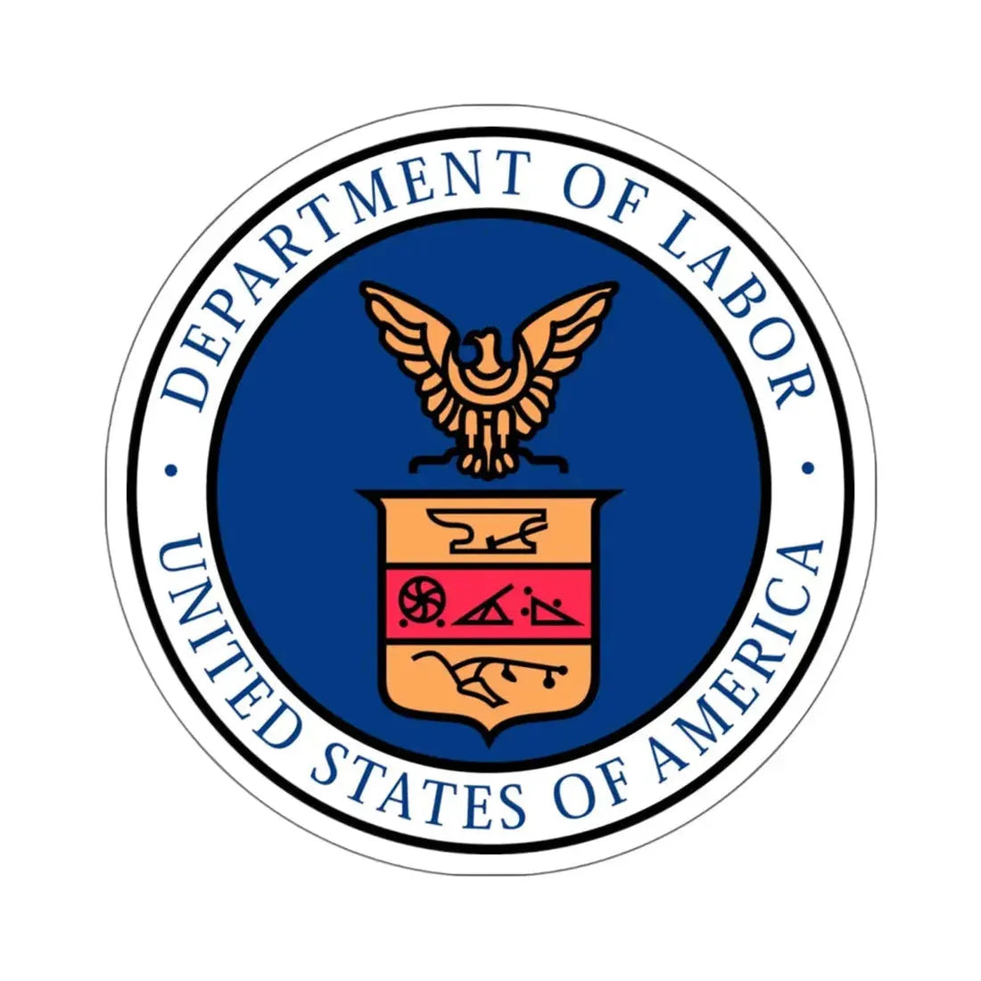 Seal of the United States Department of Labor - STICKER Vinyl Kiss-Cut Decal 6 Inch White - The Sticker Space