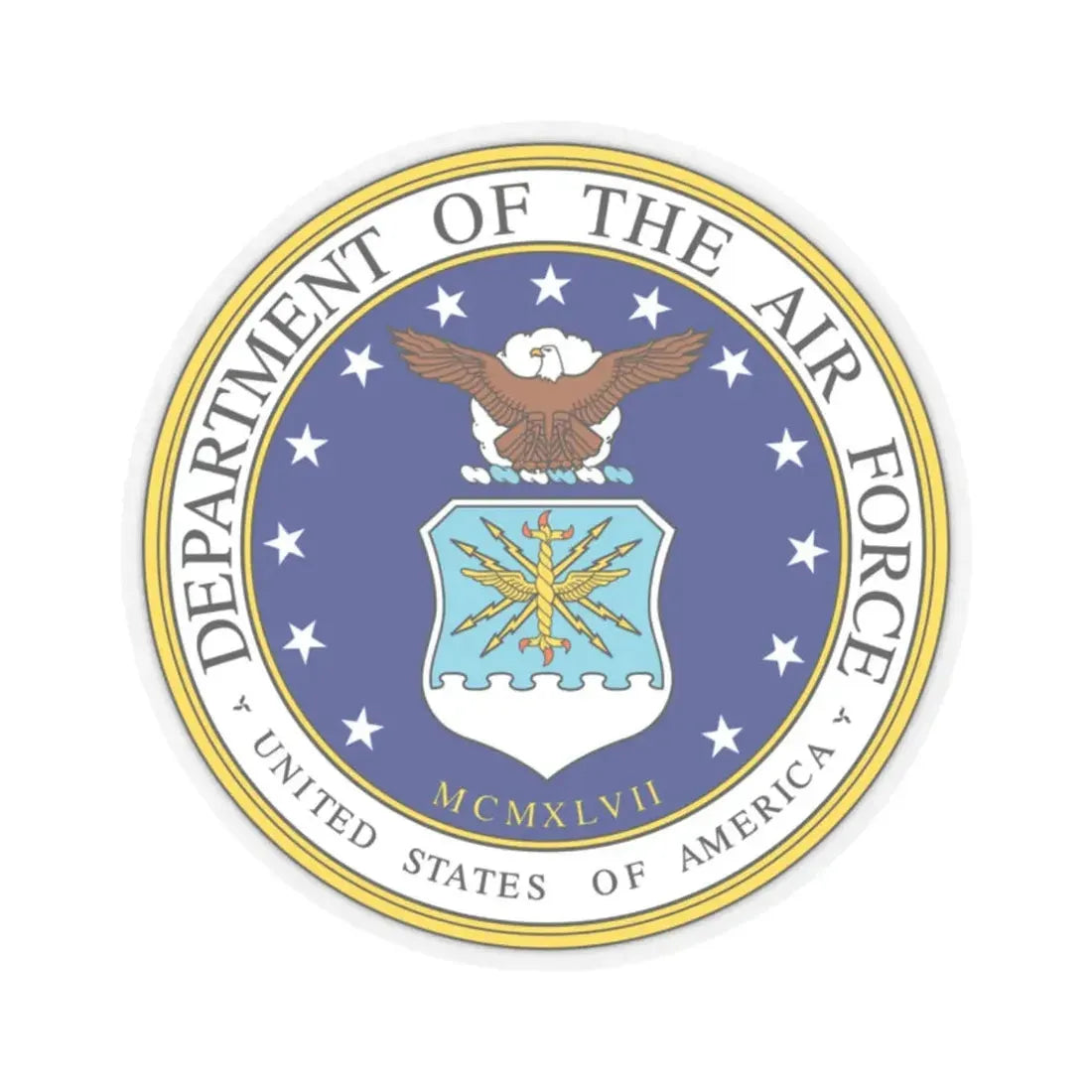 Seal of the United States Department of the Air Force - STICKER Vinyl Kiss-Cut Decal 2 Inch Transparent - The Sticker Space