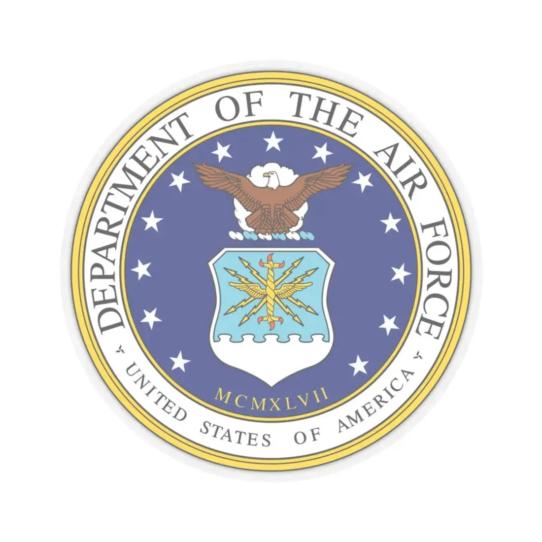 Seal of the United States Department of the Air Force - STICKER Vinyl Kiss-Cut Decal 3 Inch Transparent - The Sticker Space
