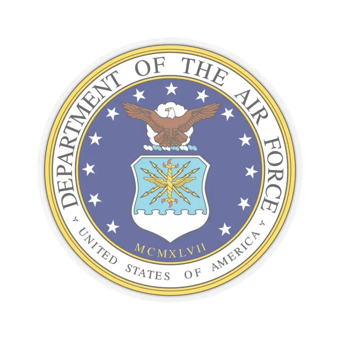 Seal of the United States Department of the Air Force - STICKER Vinyl Kiss-Cut Decal 4 Inch Transparent - The Sticker Space