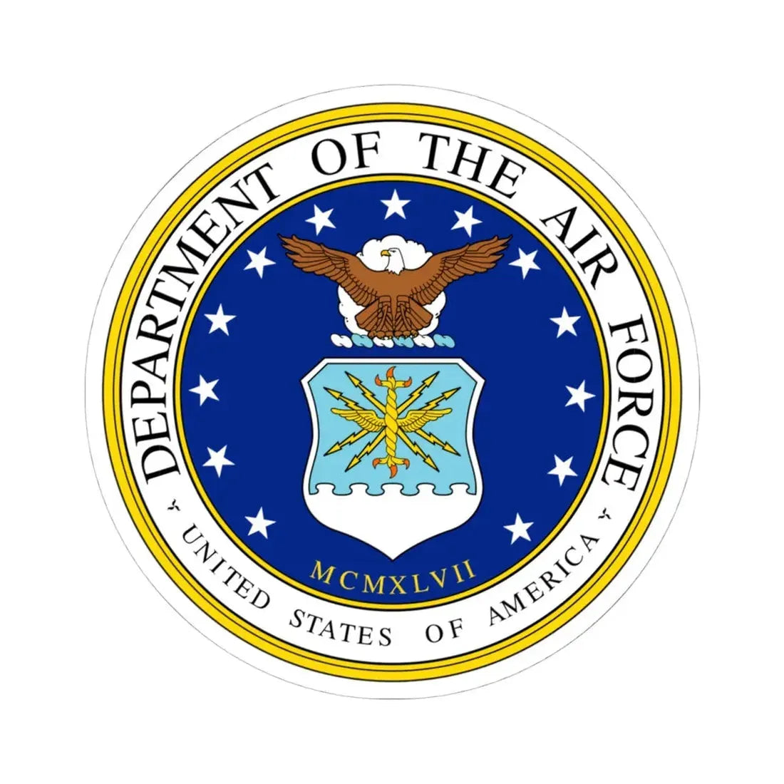 Seal of the United States Department of the Air Force - STICKER Vinyl Kiss-Cut Decal 4 Inch White - The Sticker Space