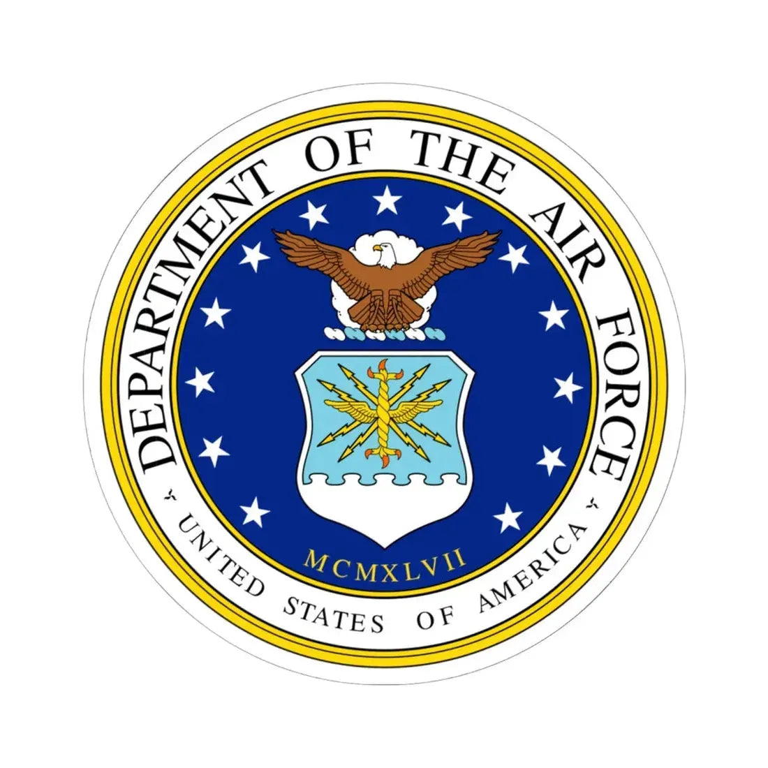 Seal of the United States Department of the Air Force - STICKER Vinyl Kiss-Cut Decal 6 Inch White - The Sticker Space