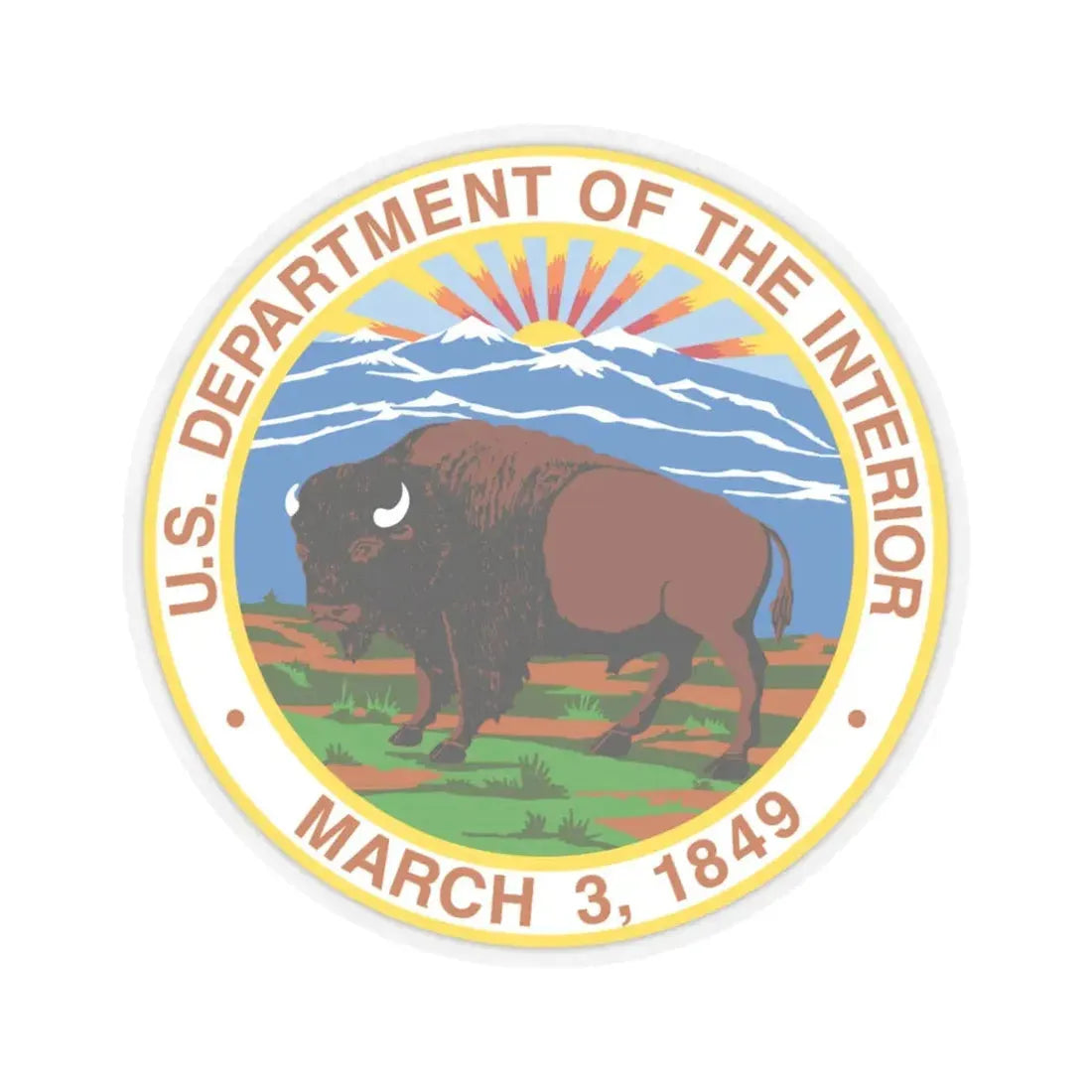 Seal of the United States Department of the Interior - STICKER Vinyl Kiss-Cut Decal 6 Inch Transparent - The Sticker Space