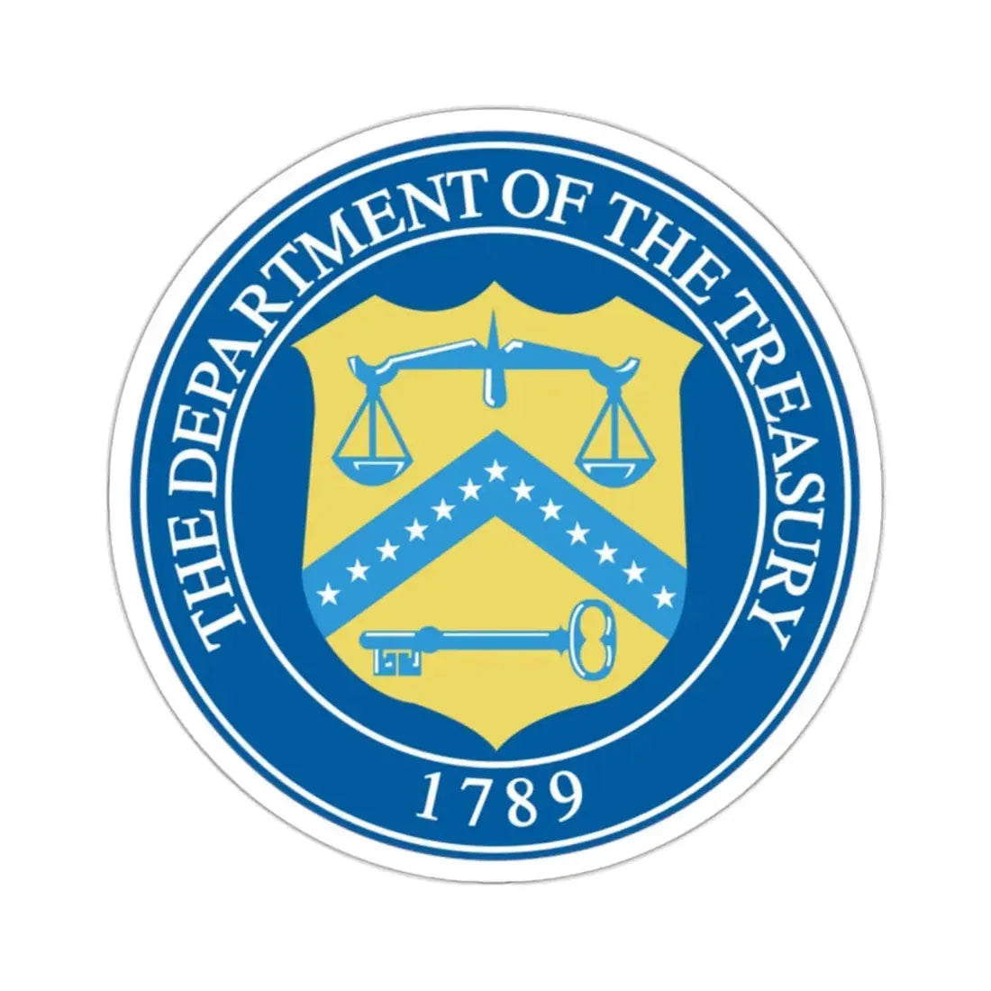 Seal of the United States Department of the Treasury - STICKER Vinyl Kiss-Cut Decal 2 Inch White - The Sticker Space