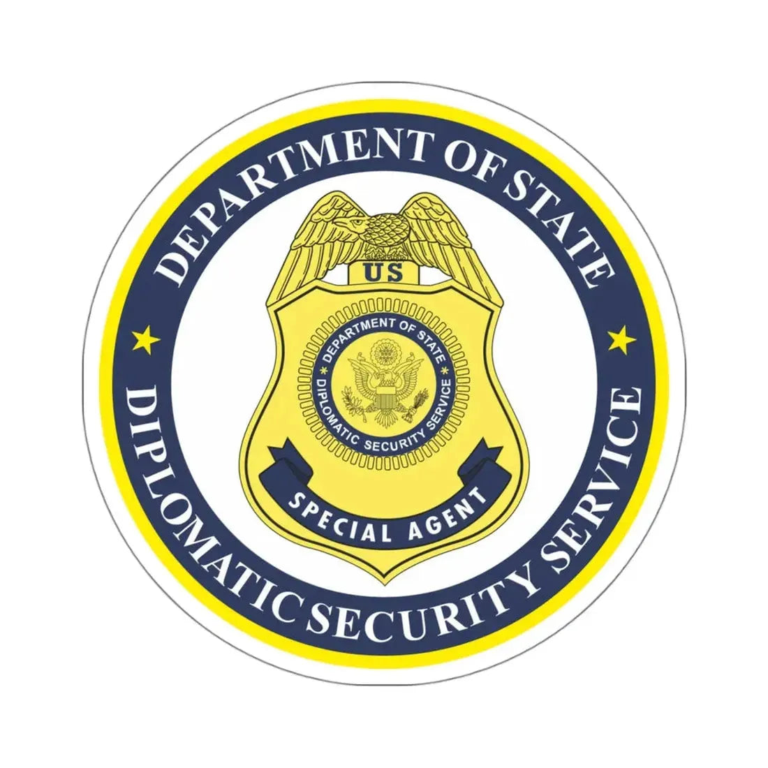 Seal of the United States Diplomatic Security Service - STICKER Vinyl Kiss-Cut Decal 4 Inch White - The Sticker Space