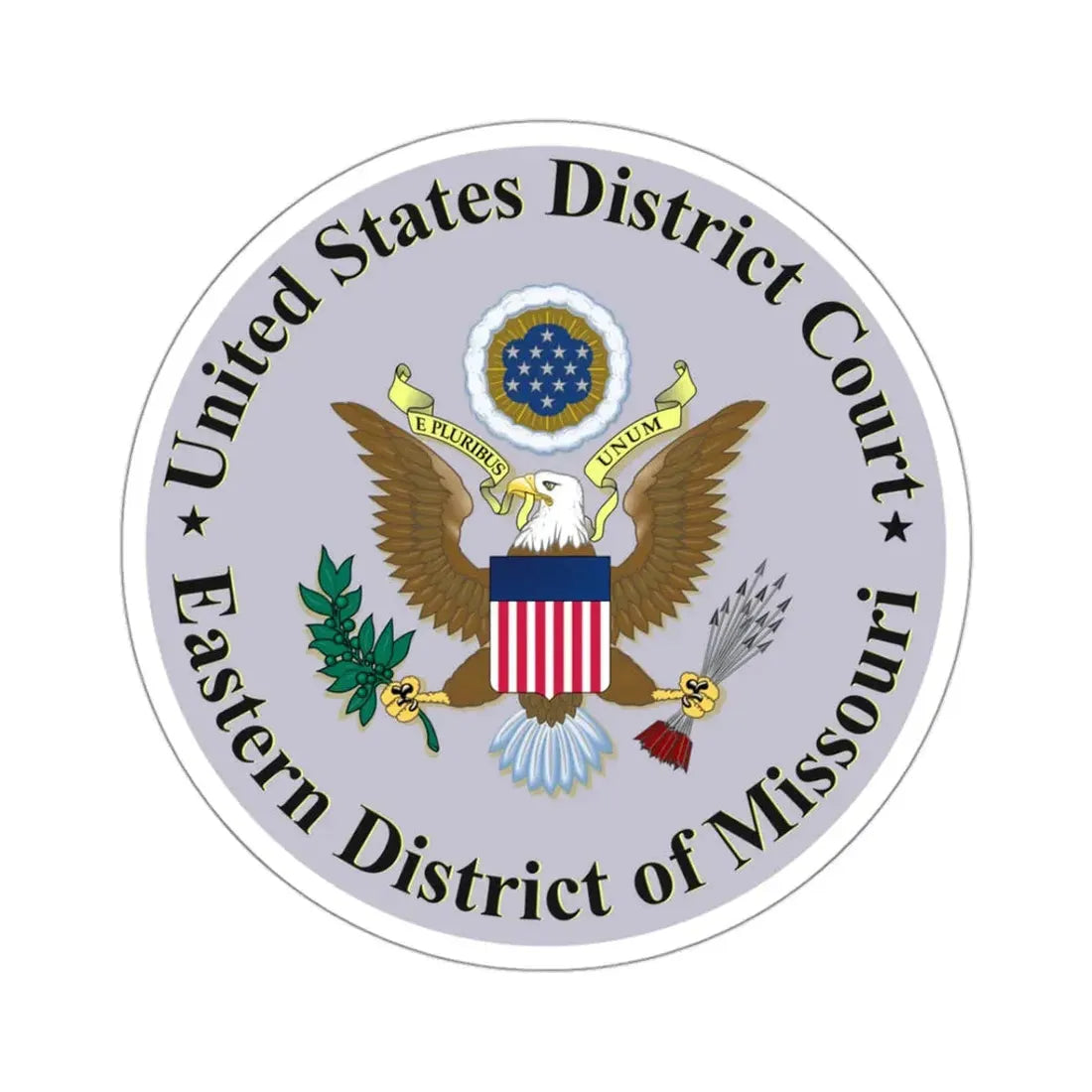 Seal of the United States District Court for the Eastern District of Missouri - STICKER Vinyl Kiss-Cut Decal 3 Inch White - The Sticker Space