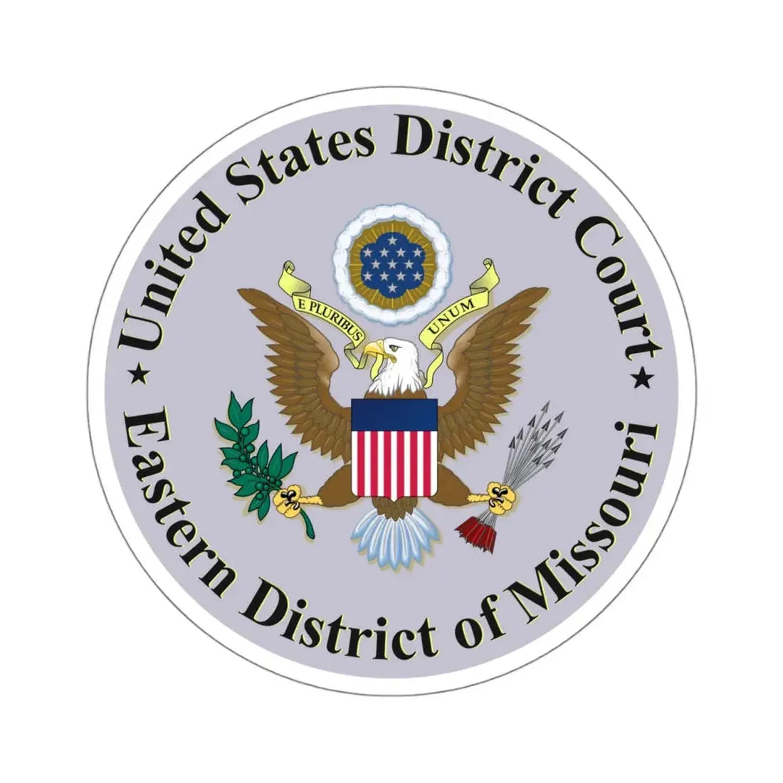 Seal of the United States District Court for the Eastern District of Missouri - STICKER Vinyl Kiss-Cut Decal 4 Inch White - The Sticker Space