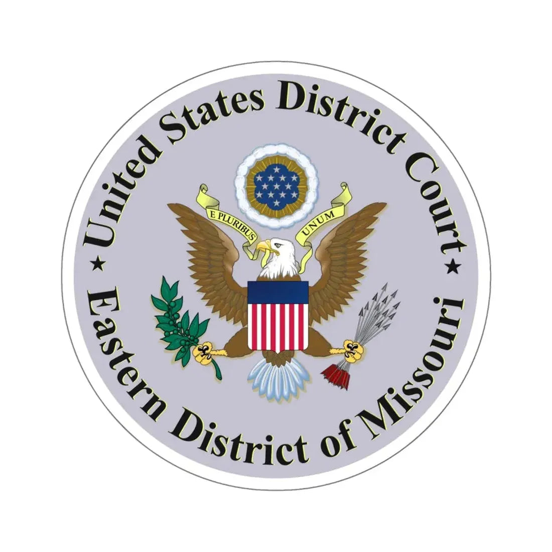 Seal of the United States District Court for the Eastern District of Missouri - STICKER Vinyl Kiss-Cut Decal 6 Inch White - The Sticker Space