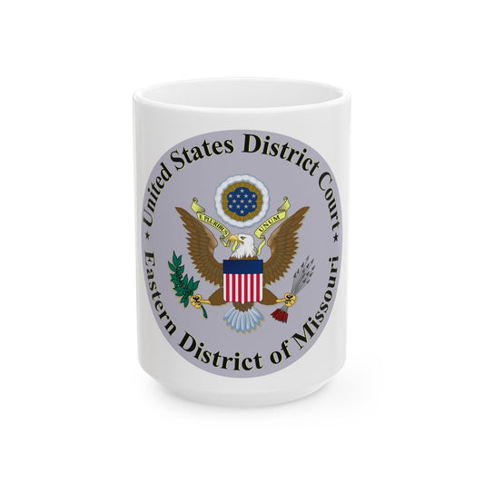 Seal of the United States District Court for the Eastern District of Missouri - White Coffee Mug-15oz-The Sticker Space