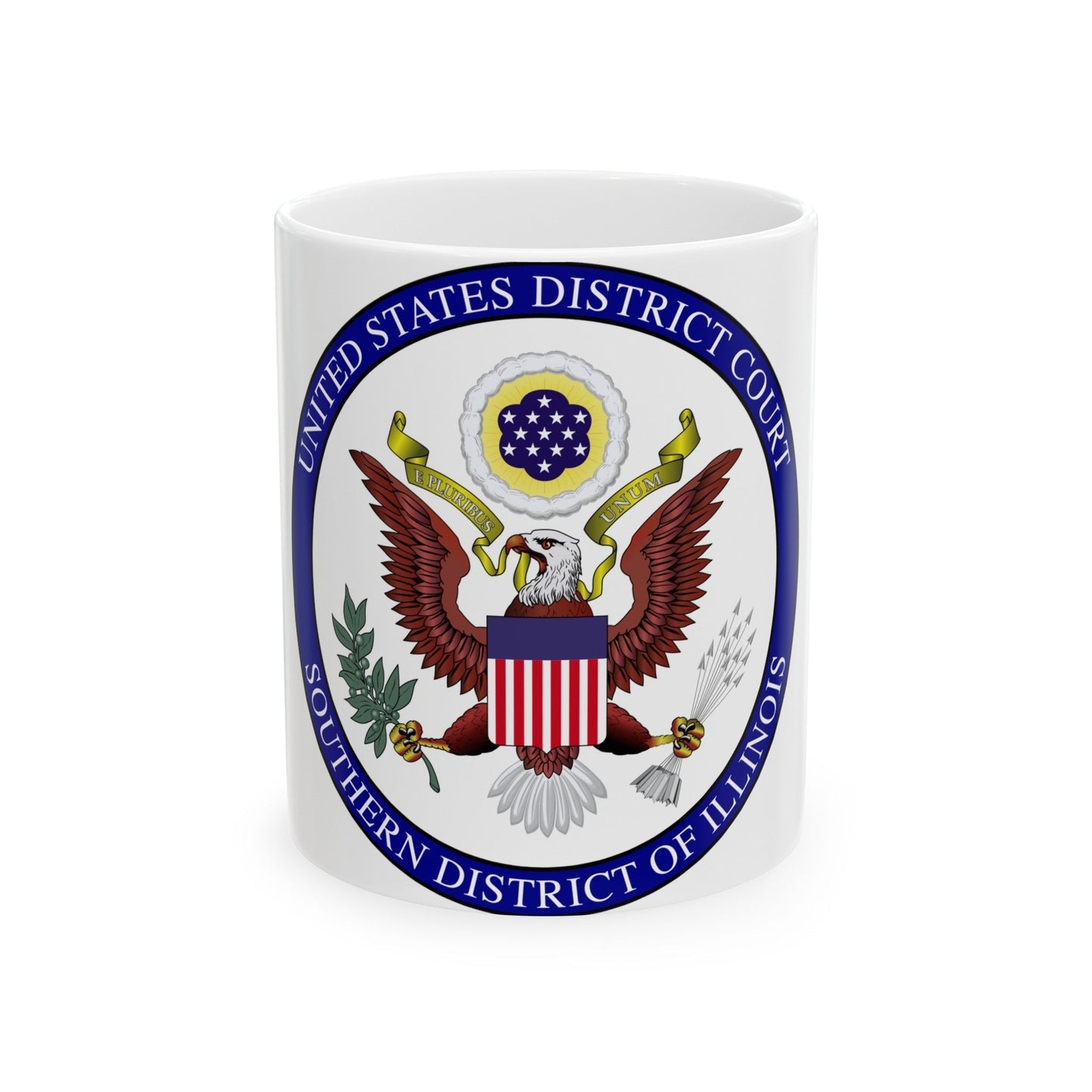 Seal of the United States District Court for the Southern District of Illinois - White Coffee Mug-11oz-The Sticker Space