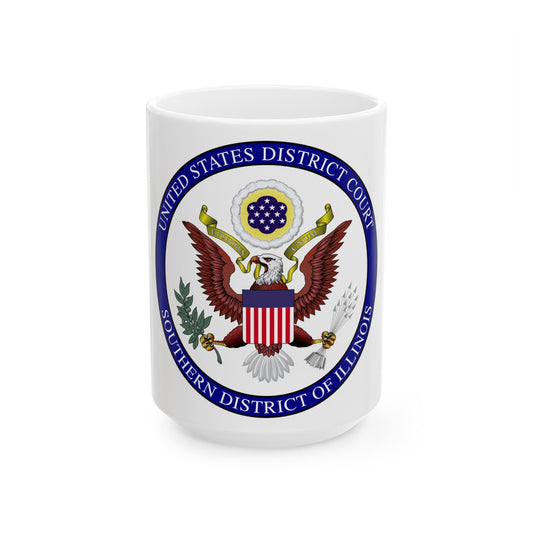 Seal of the United States District Court for the Southern District of Illinois - White Coffee Mug-15oz-The Sticker Space