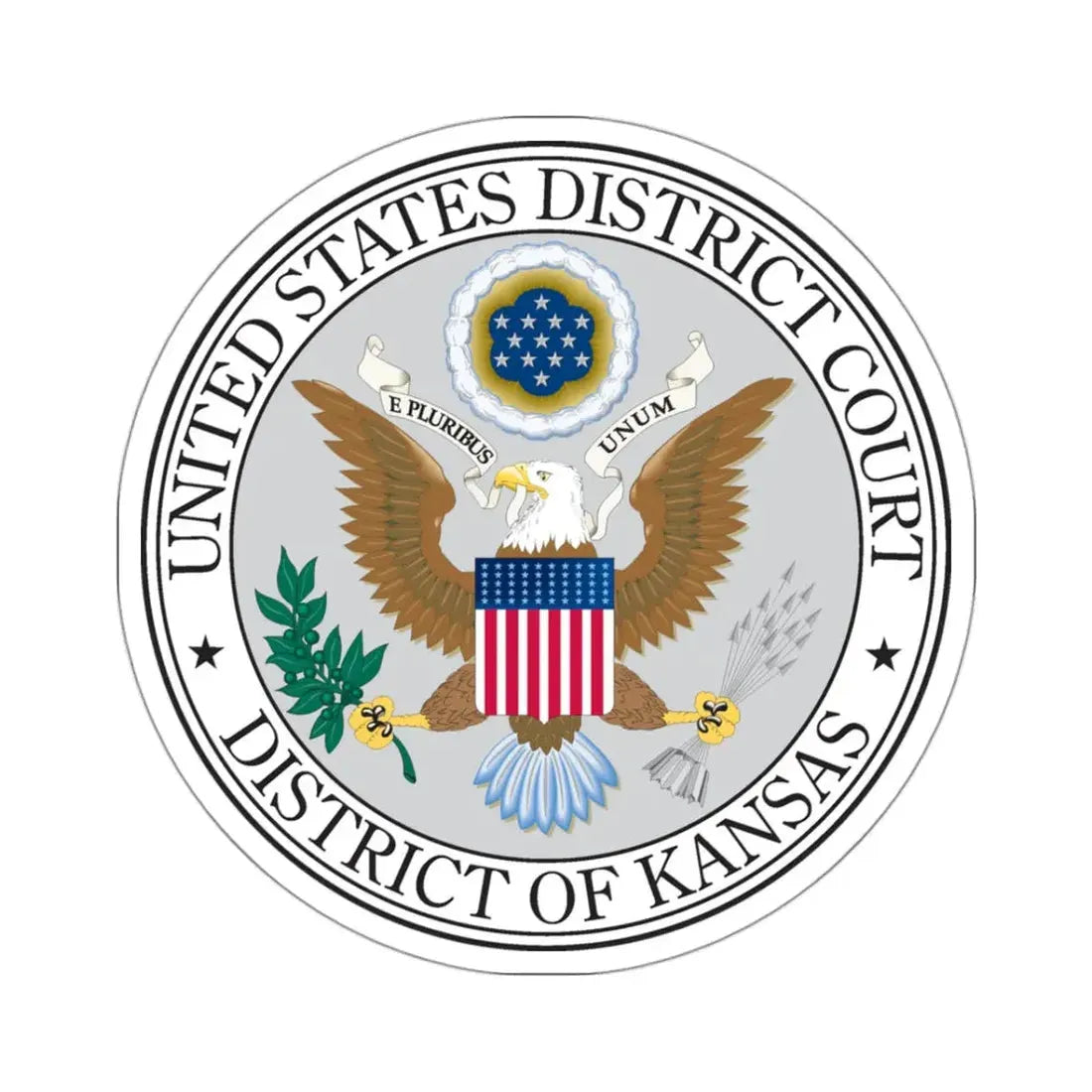 Seal of the United States District Court for the the District of Kansas - STICKER Vinyl Kiss-Cut Decal 3 Inch White - The Sticker Space