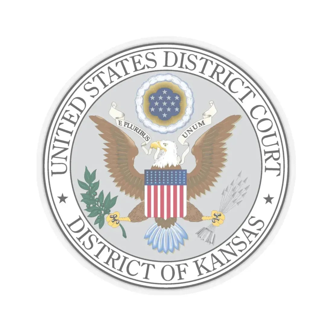 Seal of the United States District Court for the the District of Kansas - STICKER Vinyl Kiss-Cut Decal 6 Inch Transparent - The Sticker Space