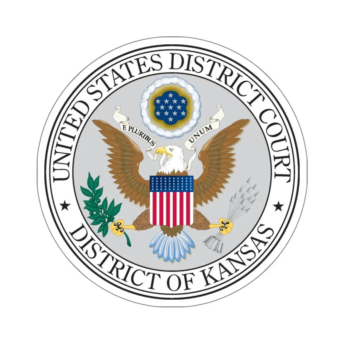 Seal of the United States District Court for the the District of Kansas - STICKER Vinyl Kiss-Cut Decal 6 Inch White - The Sticker Space