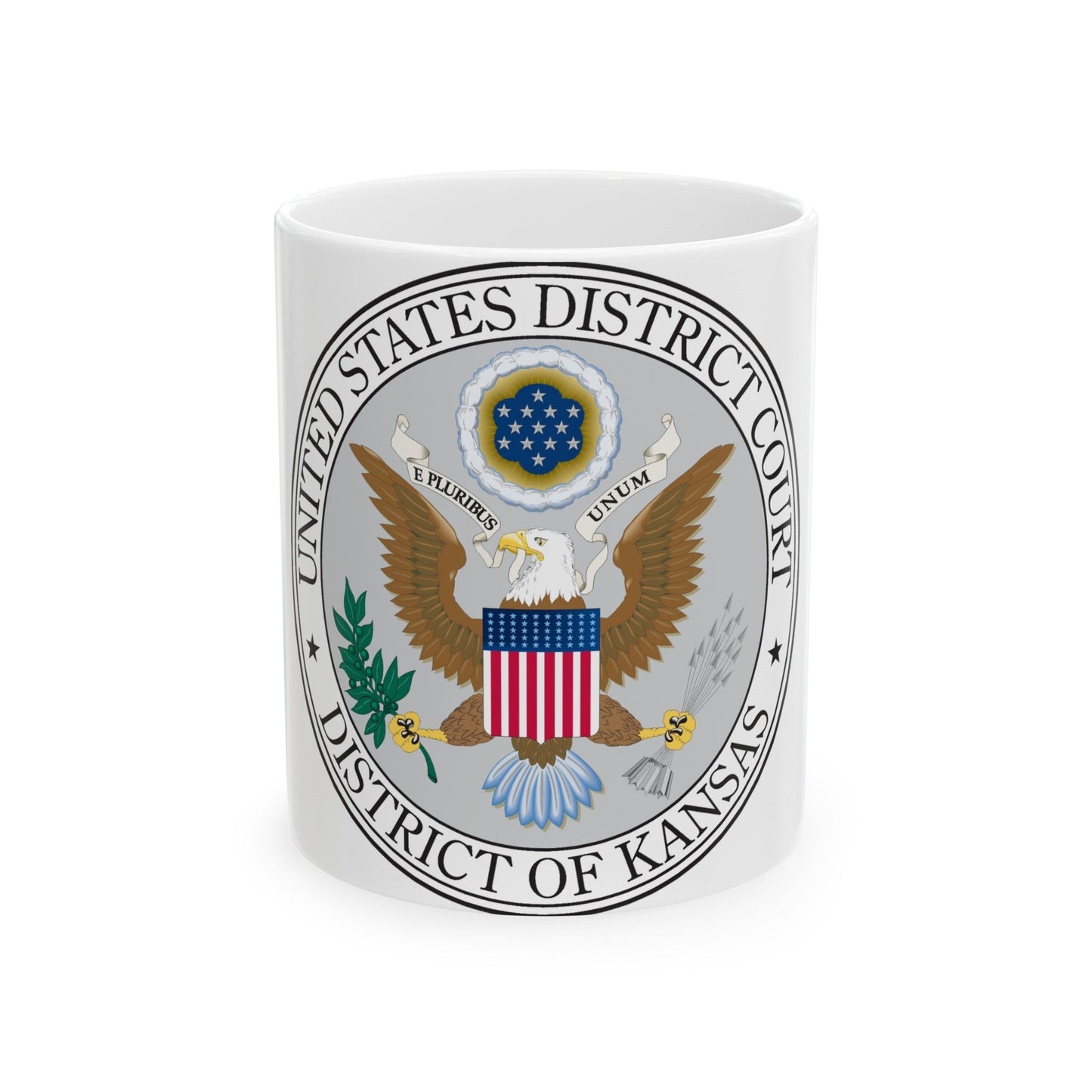 Seal of the United States District Court for the the District of Kansas - White Coffee Mug-11oz-The Sticker Space