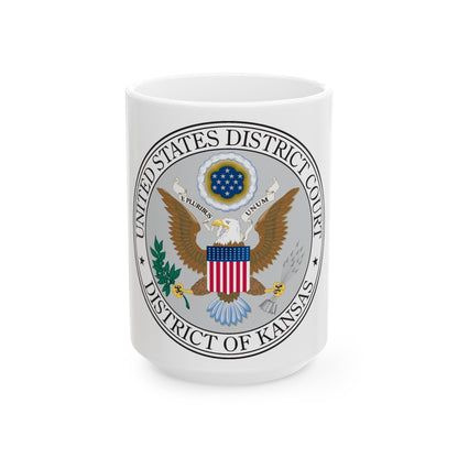 Seal of the United States District Court for the the District of Kansas - White Coffee Mug-15oz-The Sticker Space